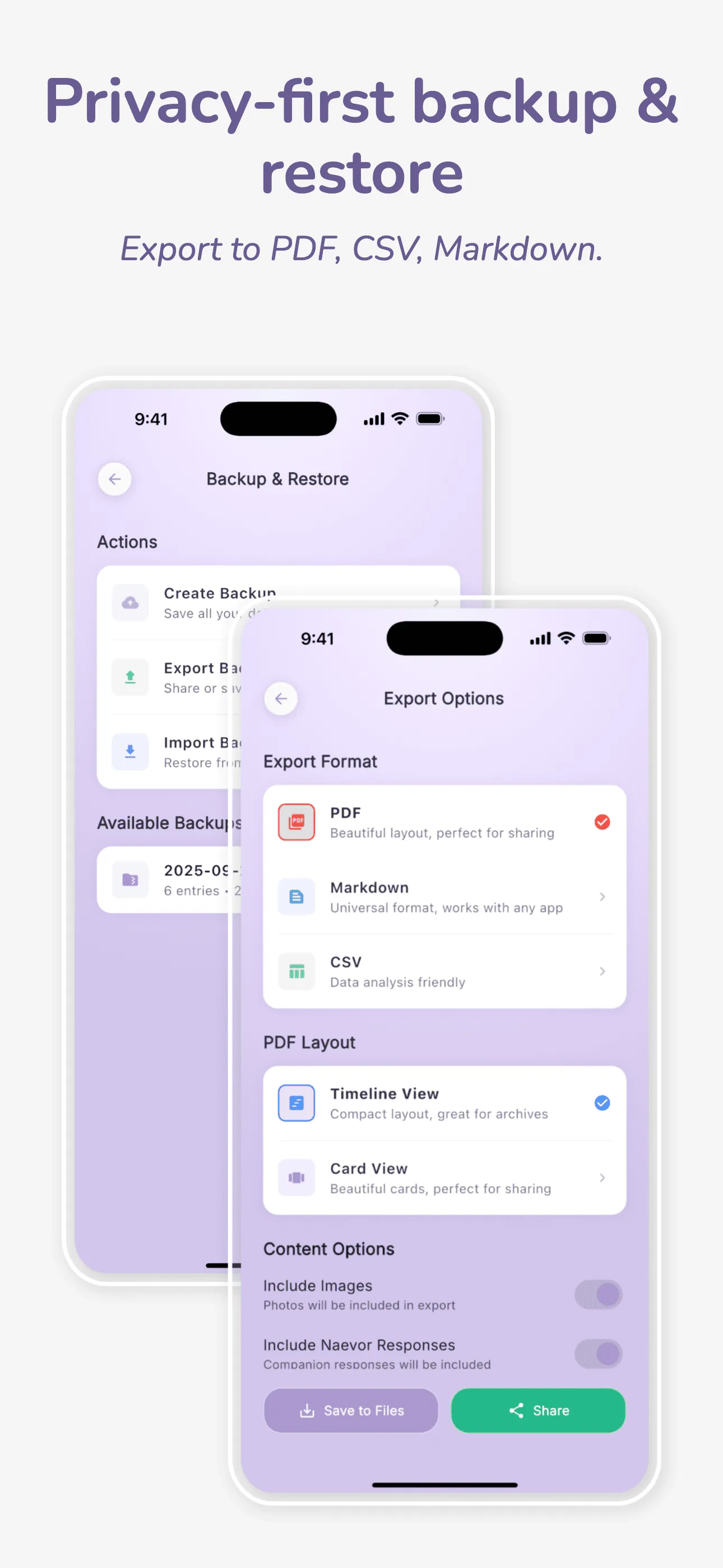 Privacy-first backup and restore