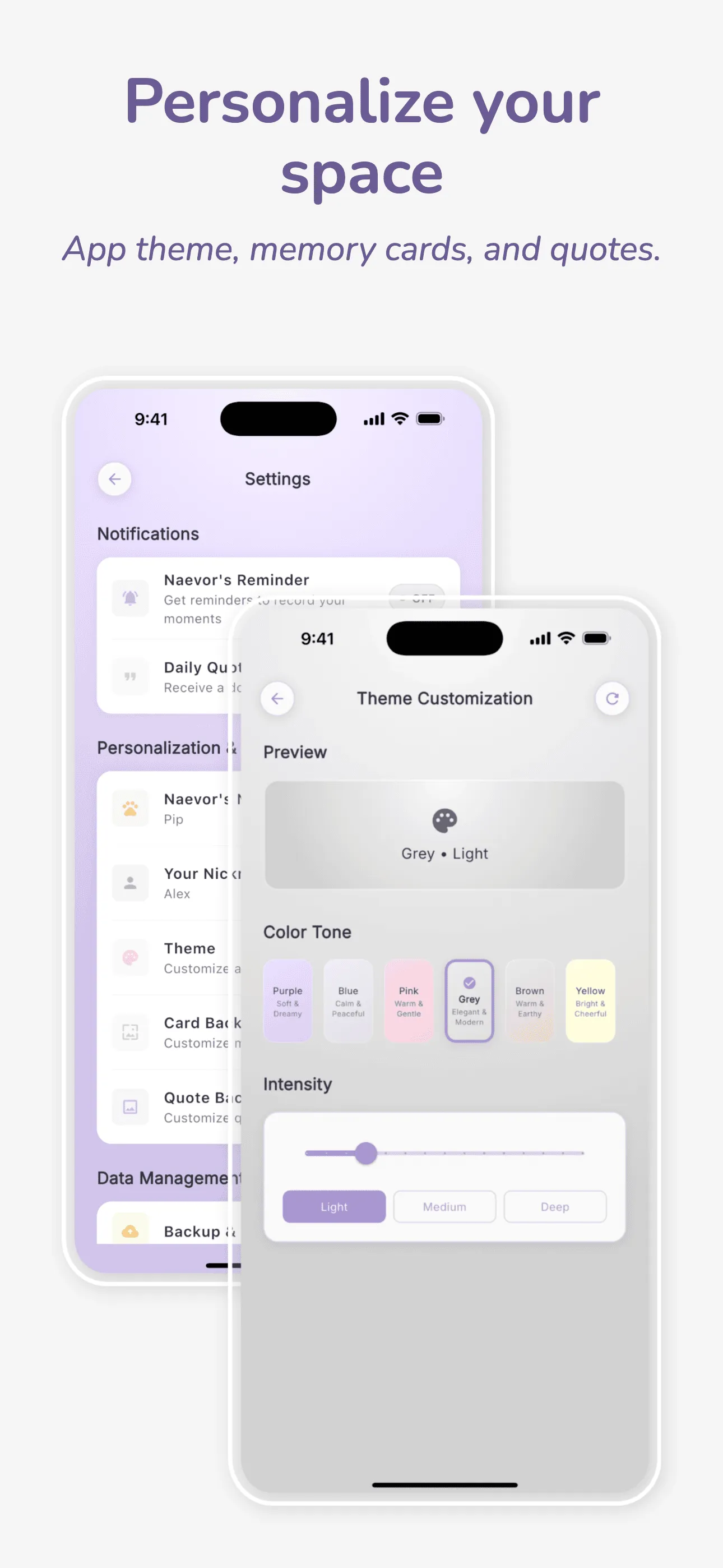 Personalize theme and cards